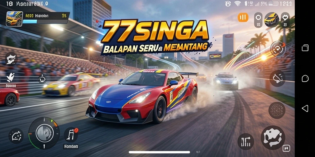 Screenshot gameplay 77SINGA yang menunjukkan balapan seru dan menantang.