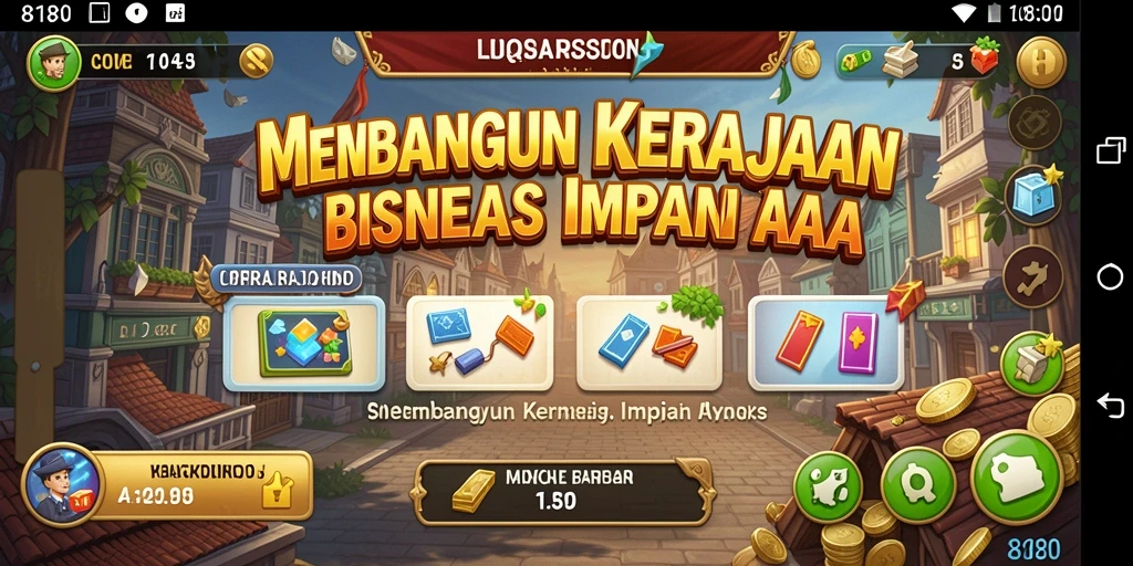 Screenshot gameplay <strong>8180</strong> yang menampilkan distrik bisnis yang ramai.