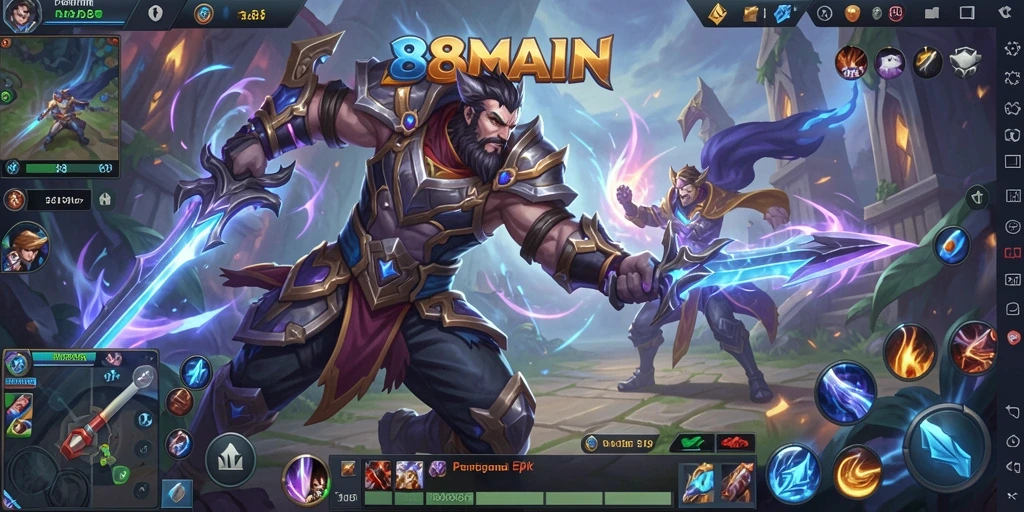 Screenshot gameplay menunjukkan pertarungan seru dalam arena MOBA.