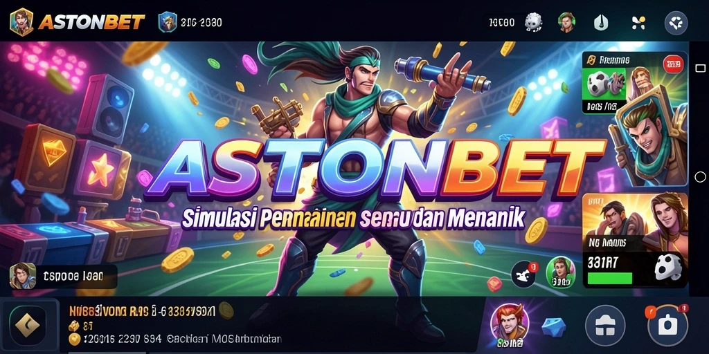 Screenshot utama ASTONBET menunjukkan aksi seru dalam permainan simulasi.