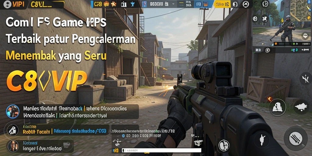 Screenshot dari gameplay C8VIP menampilkan aksi menembak yang seru dan menegangkan.