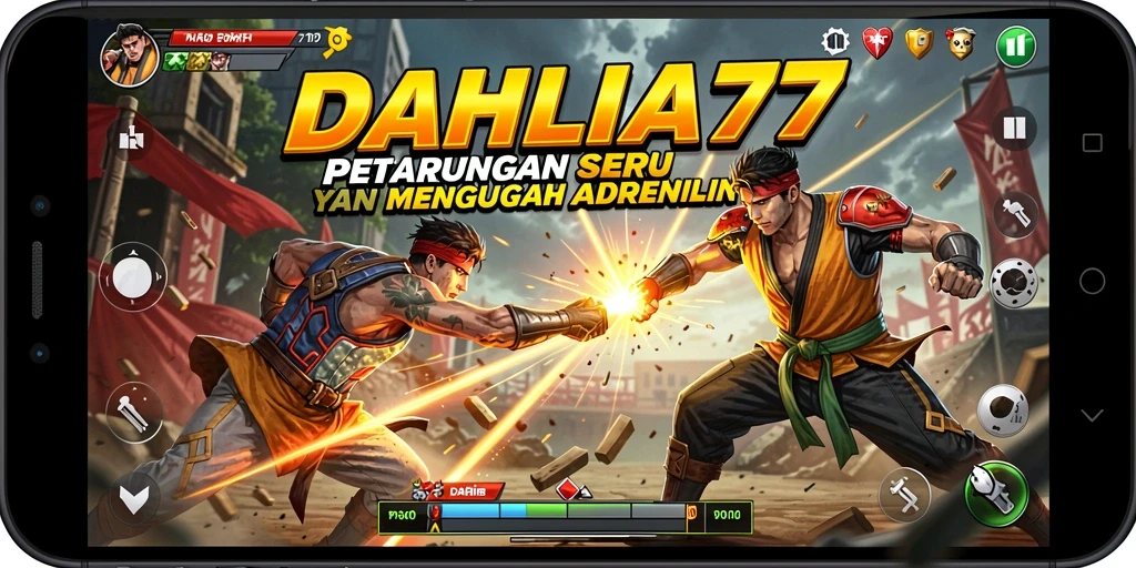 Tampilan dinamis gameplay DAHLIA77 dengan aksi pertarungan yang mendebarkan.