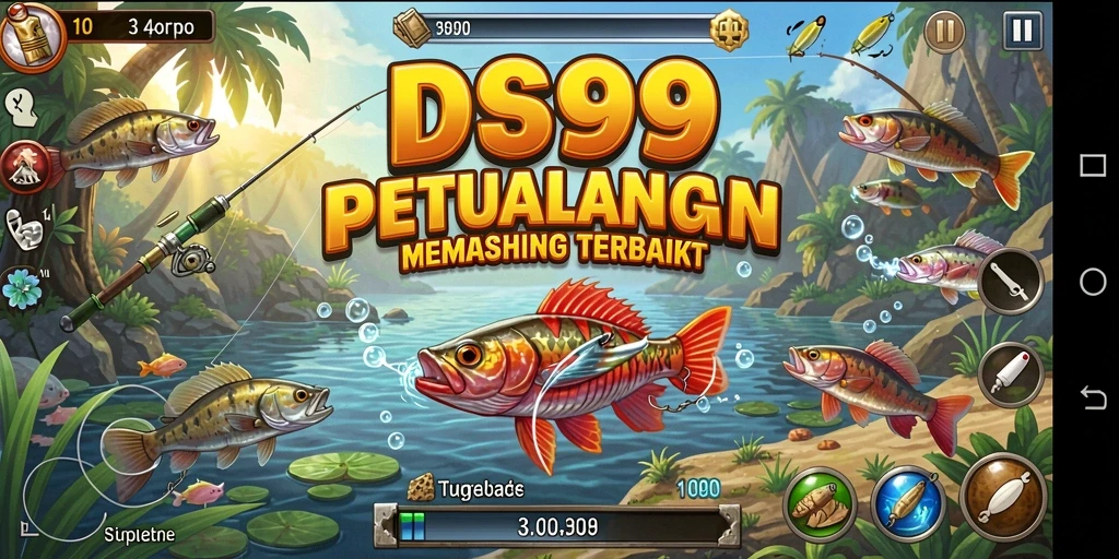 Screenshot gameplay DS99 yang menampilkan suasana memancing yang menakjubkan.