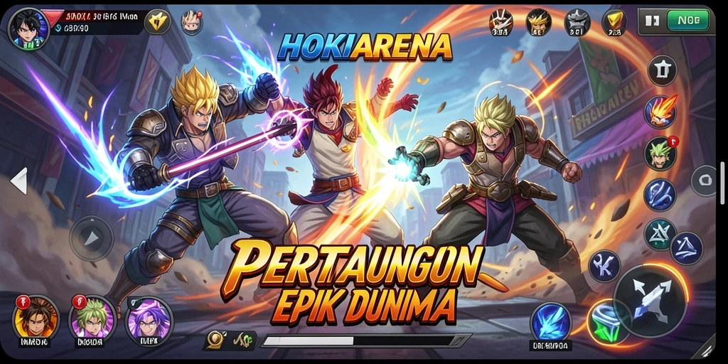 Screenshot menampilkan aksi seru pertarungan karakter Anime