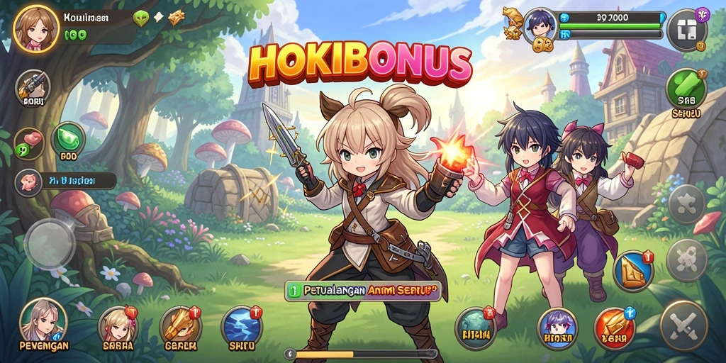 Tampilan gameplay HOKIBONUS yang mengasyikkan dengan karakter Anime.