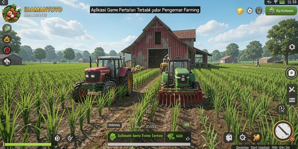Screenshot gameplay IDAMANTOTO yang menunjukkan kegiatan bertani.