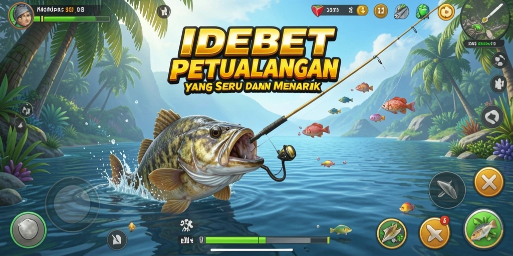 Tampilan gameplay IDEBET yang menarik saat menangkap ikan di laut.