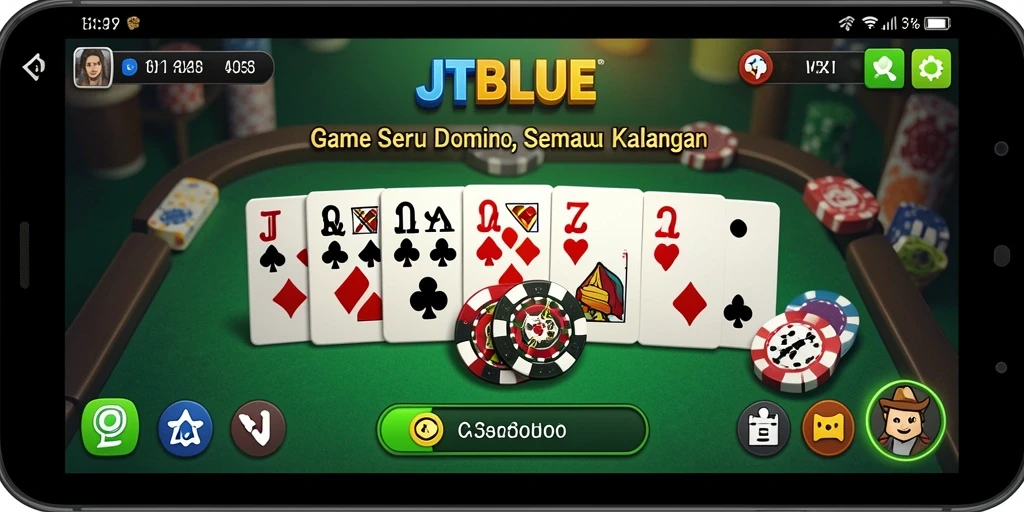 Screenshot gameplay JTBLUE menampilkan aksi seru saat bermain Domino.