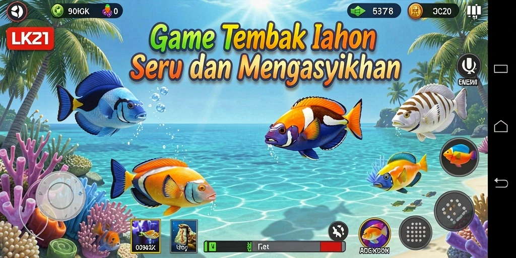Screenshot gameplay LK21 dengan aksi menembak ikan yang menarik.