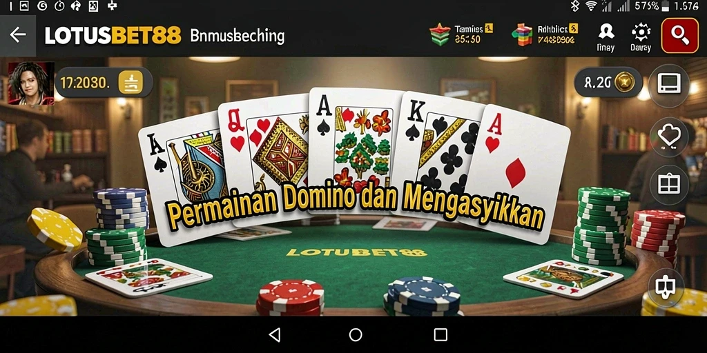 Tampilan gameplay domino yang mendebarkan di LOTUSBET88.