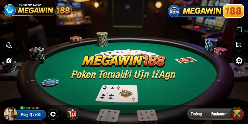 Screenshot utama MEGAWIN188 menampilkan gameplay Poker yang dinamis.