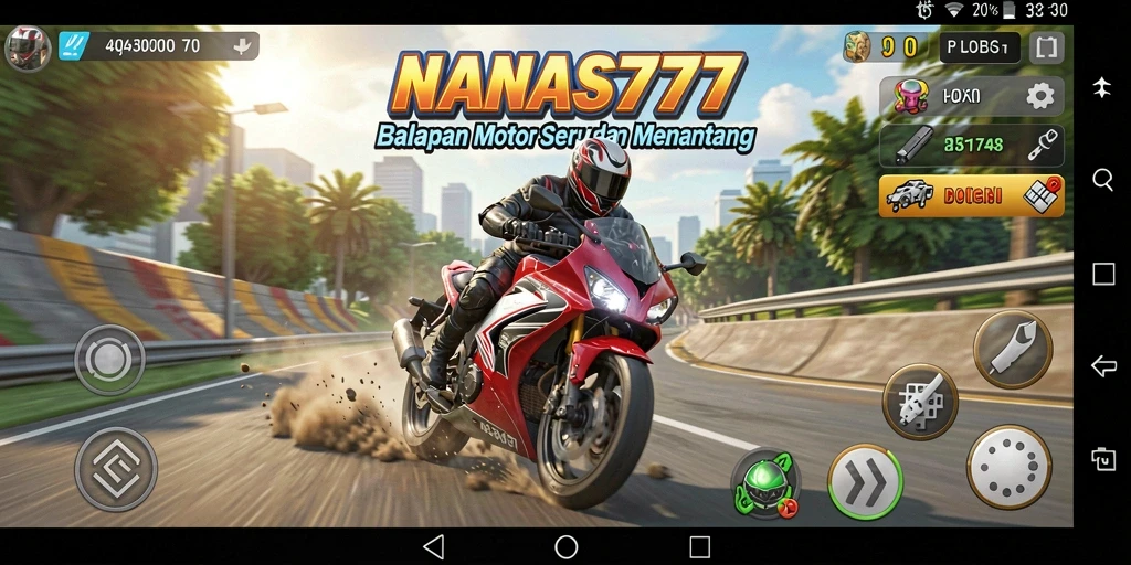 Gameplay seru NANAS777 dengan balapan motor yang mendebarkan.