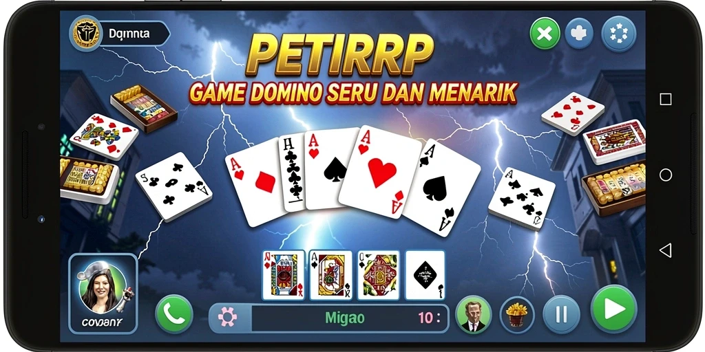 Tampilan gameplay seru dalam permainan Domino PETIRRP.