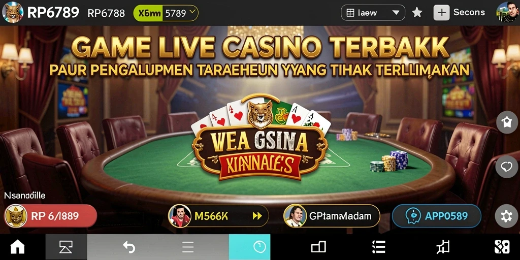 Screenshot gameplay RP6789 menunjukkan dealer profesional di meja Live Casino.