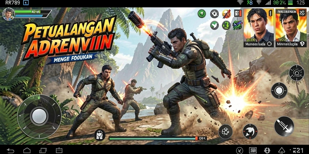 Tangkapan layar gameplay RR789 menampilkan aksi mendebarkan di lapangan pertempuran.