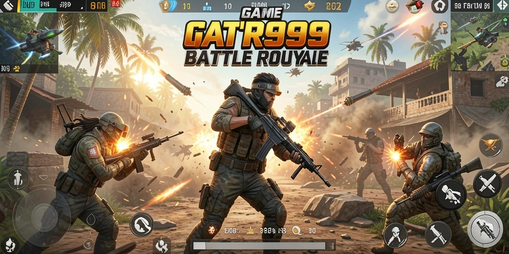 Tampilan gameplay intens RR999 dalam pertarungan Battle Royale.