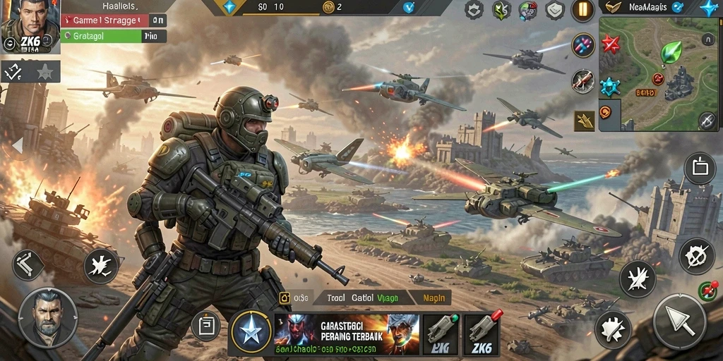 Screenshot utama ZK6 menampilkan aksi seru dalam gameplay SLG.